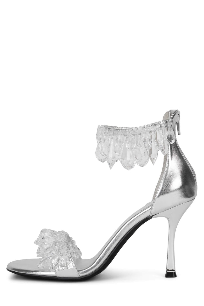 CHRYST Jeffrey Campbell Heeled Sandals Silver Clear
