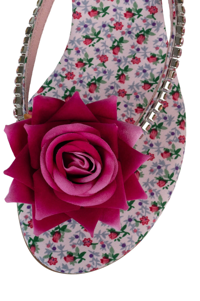 JARDINIER Jeffrey Campbell Heeled Thong Sandal Pink Floral Combo