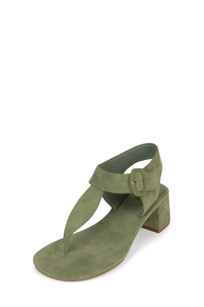 KAILANI Jeffrey Campbell Heeled Thong Sandals Green Suede