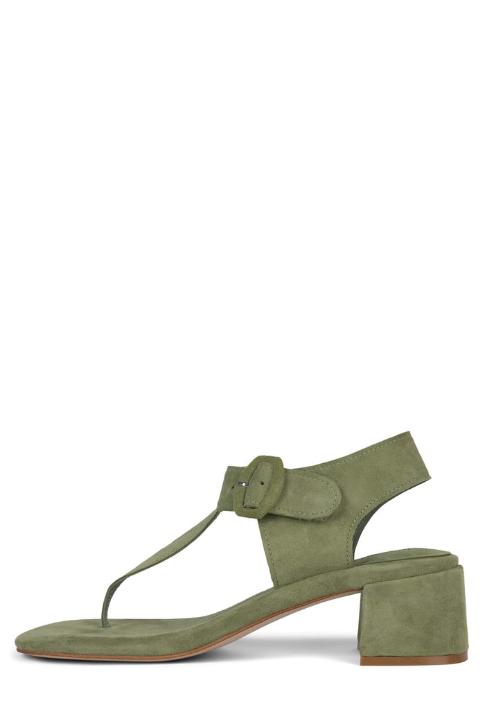 KAILANI Jeffrey Campbell Heeled Thong Sandals Green Suede