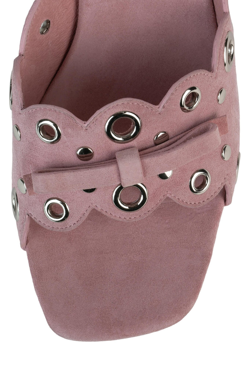 ODOM Jeffrey Campbell Heeled Sandals Pink Suede Silver