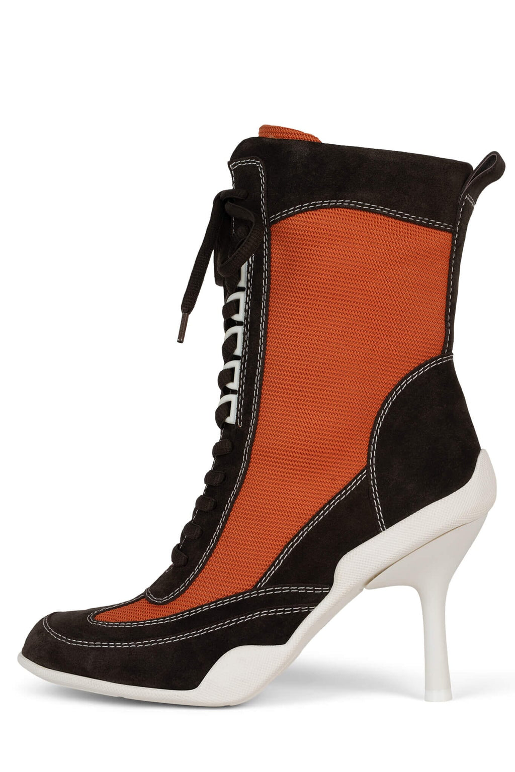 OUT-BOX Jeffrey Campbell Heeled Booties Brown Suede Orange Combo