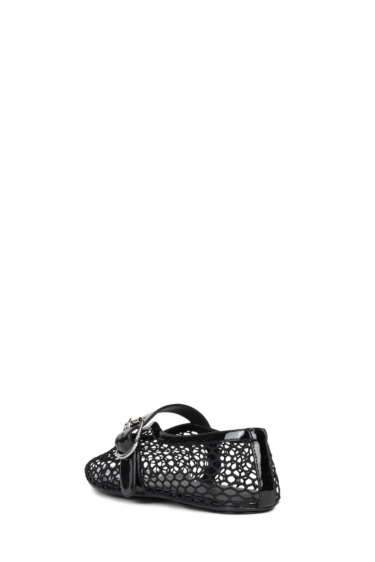 SHELLY-LS2 Mesh Mary-Jane Flast Jeffrey Campbell Black Patent Combo Back View