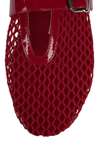 SHELLY-LS2 Mesh Mary-Jane Flats Jeffrey Campbell Red Patent Combo Toe View