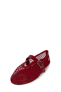 SHELLY-LS2 Mesh Mary-Jane Flats Jeffrey Campbell Red Patent Combo Front View