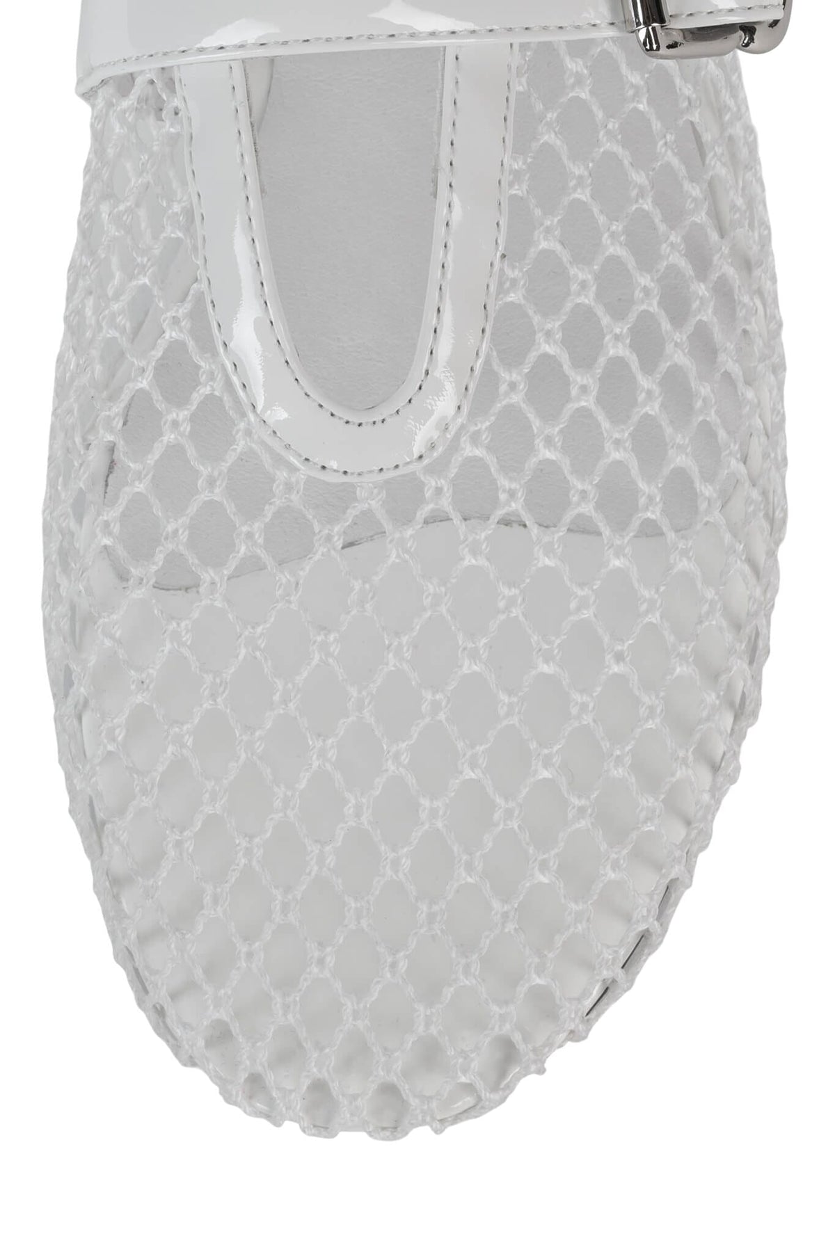 SHELLY-LS2 Mesh Mary-Jane Flats Jeffrey Campbell White Patent Combo Top View