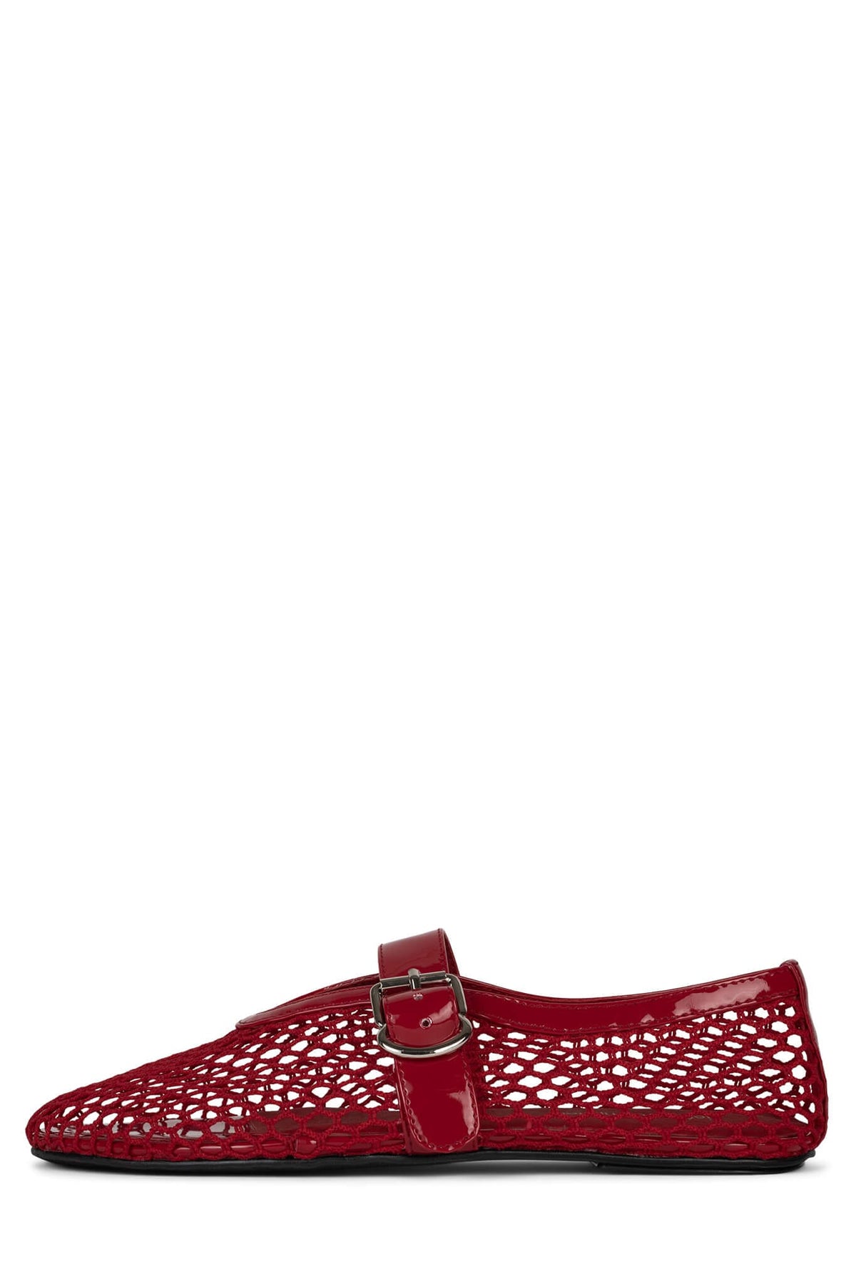 SHELLY-LS2 Mesh Mary-Jane Flats Jeffrey Campbell Red Patent Combo Side View