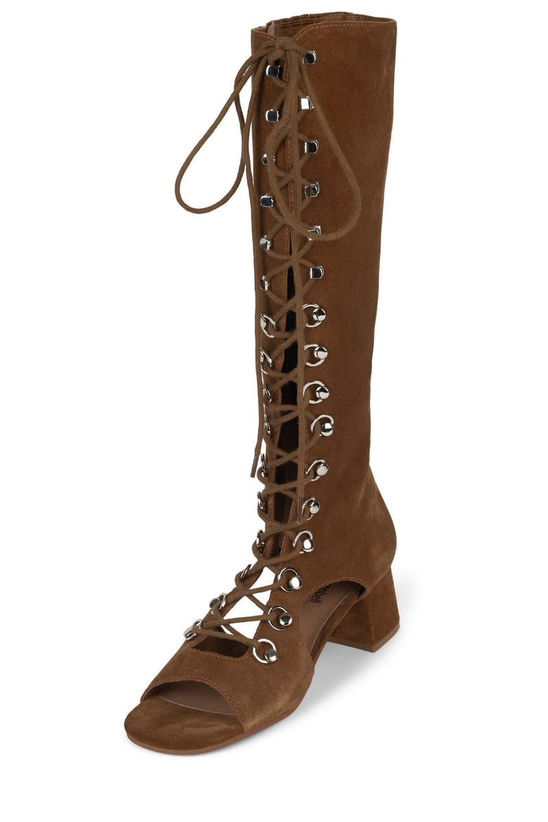 YE-YE Jeffrey Campbell Knee-High Boots Tan Suede