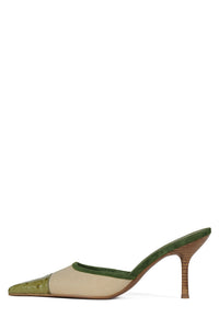 PARSE Beige Canvas Green Ostrich