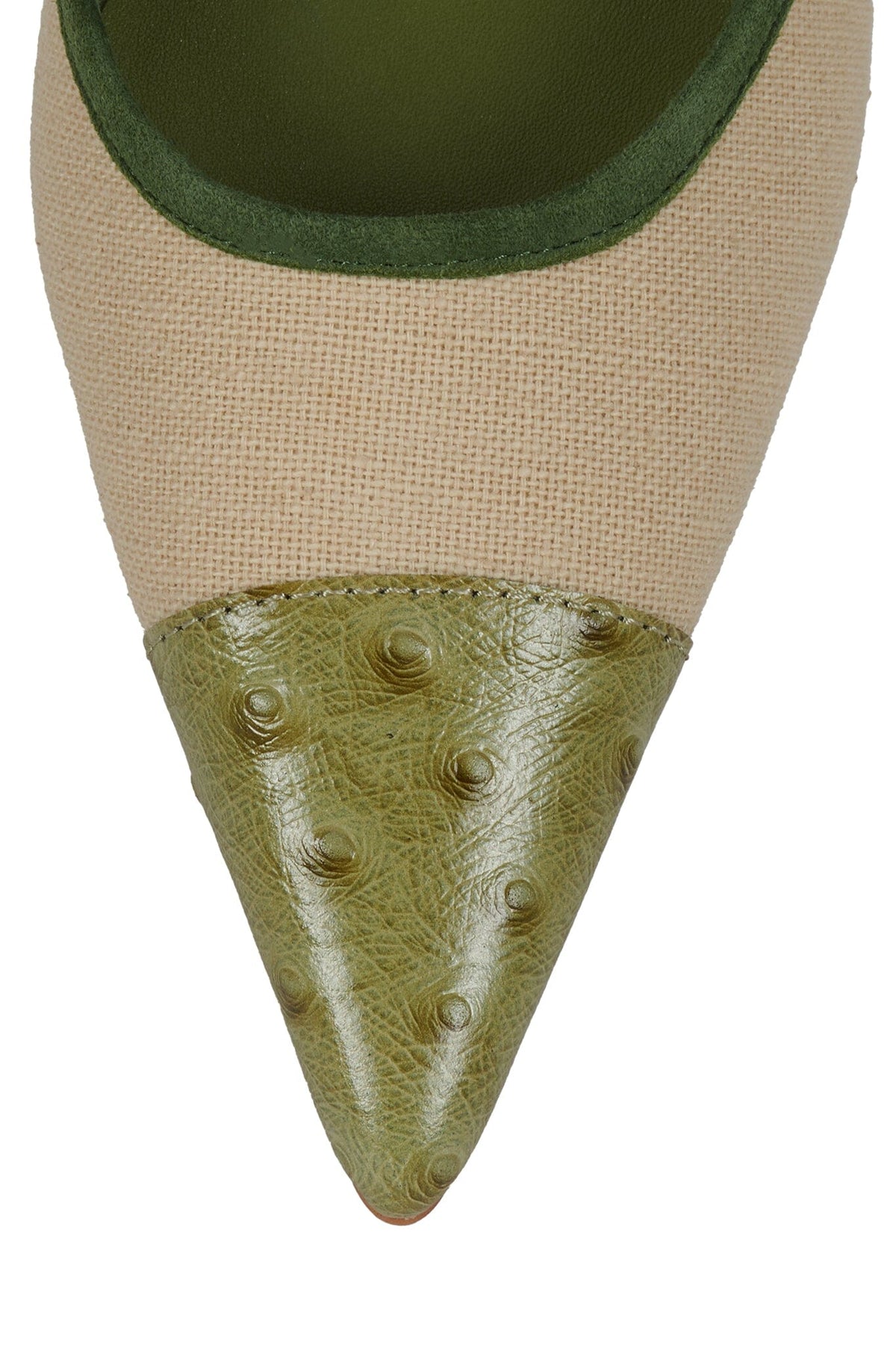 PARSE Beige Canvas Green Ostrich 4