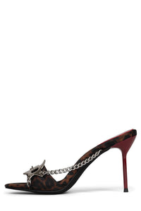 SOIRE-O Tan Cheetah Satin Silver