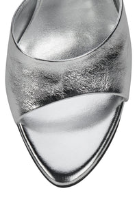 AGENT Jeffrey Campbell Heeled Sandal Silver Crinkle