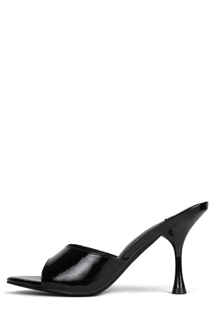 AGENT Jeffrey Campbell Heeled Sandal Black Crinkle Patent