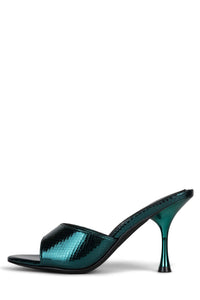 AGENT Heeled Sandal DV Teal Metallic Snake 6 