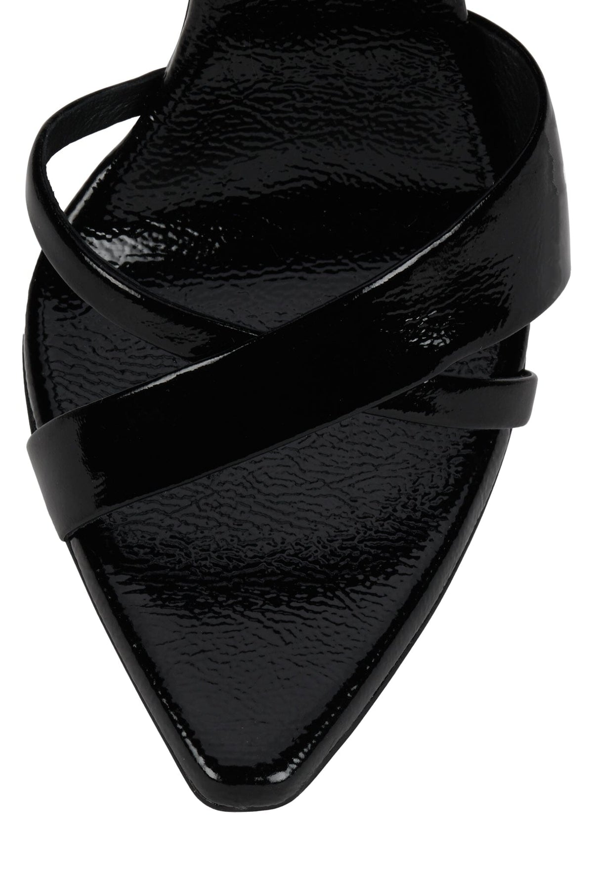 ALINEA Heeled Sandal Black Crinkle Patent Silv