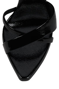 ALINEA Heeled Sandal Black Crinkle Patent Silv