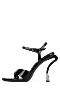ALINEA Heeled Sandal Black Crinkle Patent Silv