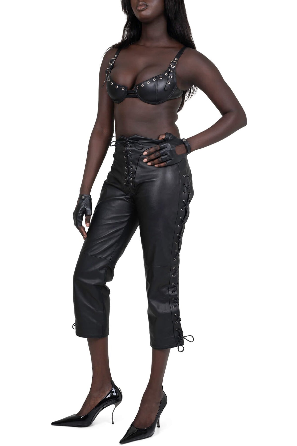 ALL-ACCESS PANTS Jeffrey Campbell Corseted Leather Pants Black
_hover
