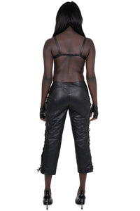 ALL-ACCESS PANTS Jeffrey Campbell Corseted Leather Pants Black
