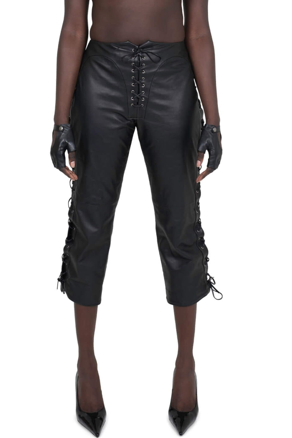 ALL-ACCESS PANTS Jeffrey Campbell Corseted Leather Pants