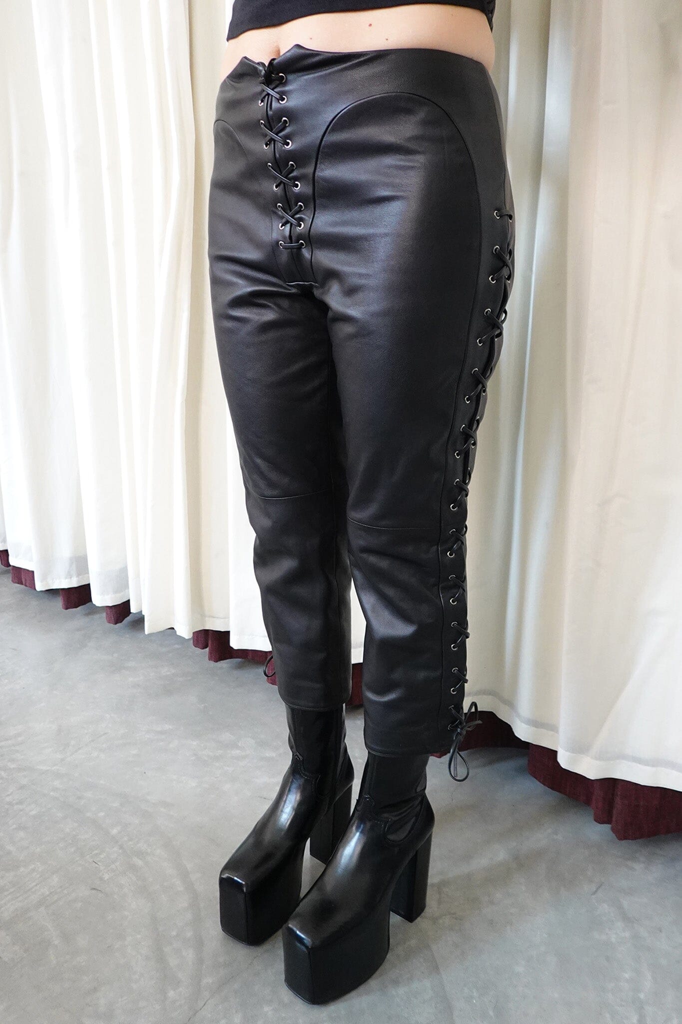 ALL-ACCESS PANTS Jeffrey Campbell Corseted Leather Pants