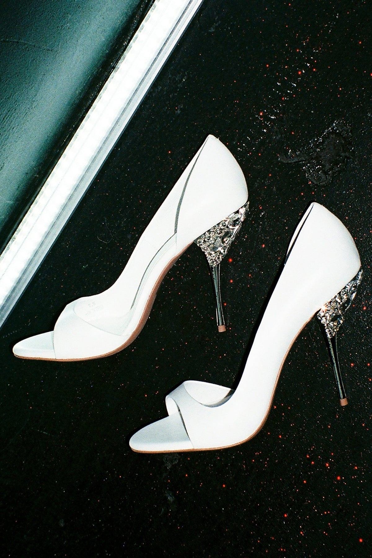 ALLURIA Jeffrey Campbell Heeled Sandal White Silver