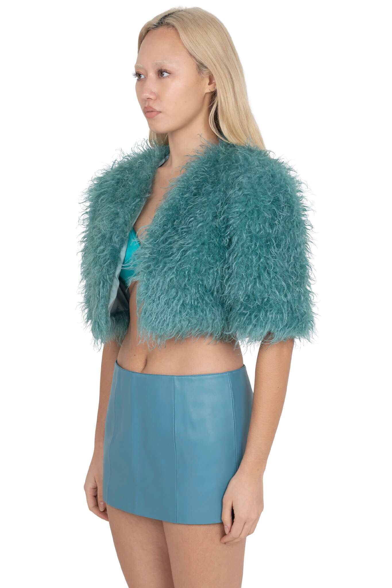 ALYSA-F TOP Cropped Fur-Faux Top