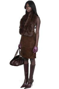 AMALIE Jeffrey Campbell Pencil Skirt Brown Suede 7