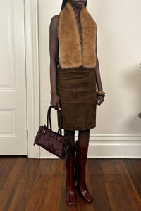 AMALIE Jeffrey Campbell Pencil Skirt Brown Suede
