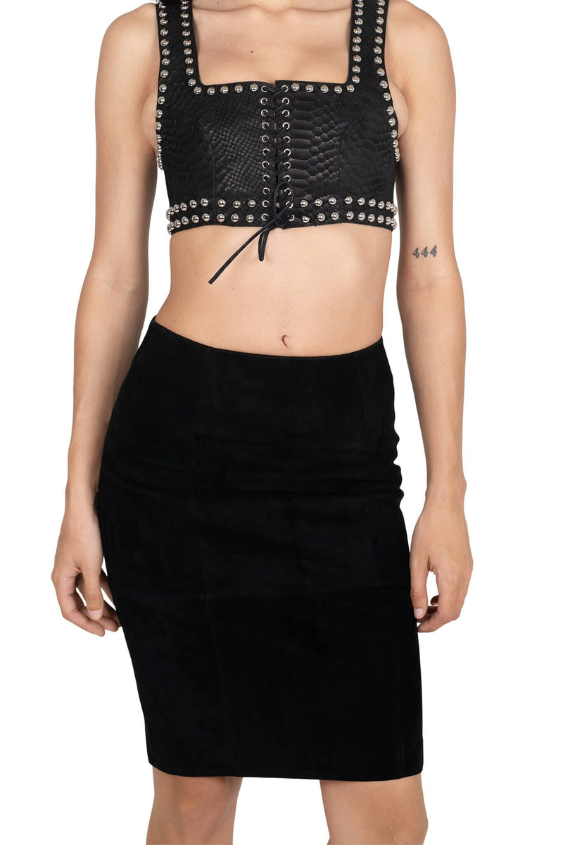 AMALIE Jeffrey Campbell Pencil Skirt Black Suede 3