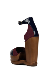 AMERIE Jeffrey Campbell Wedge Pump Wine Suede Combo