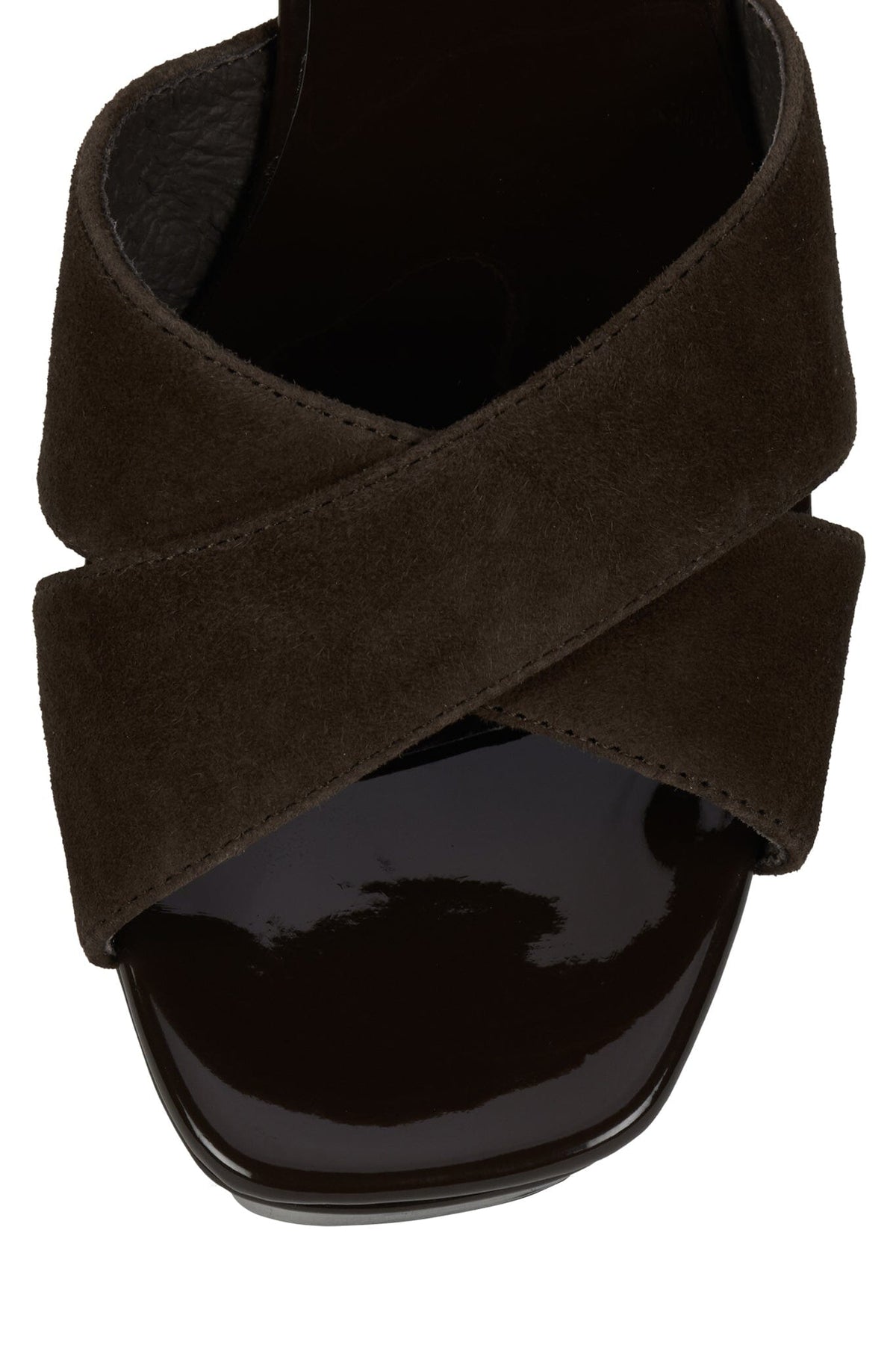 AMMA-NW Platform Sandal Brown Suede Brown Patent