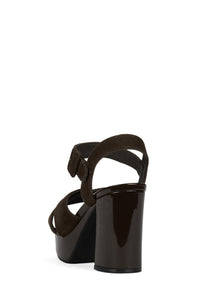 AMMA-NW Platform Sandal Brown Suede Brown Patent