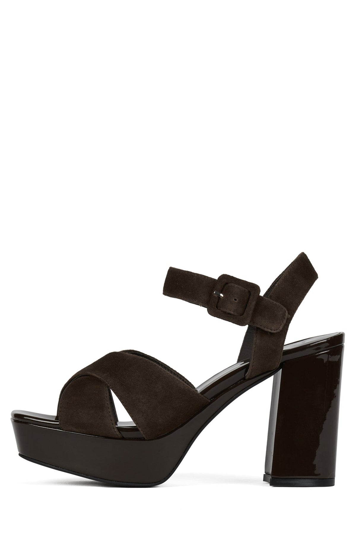 AMMA-NW Platform Sandal Brown Suede Brown Patent