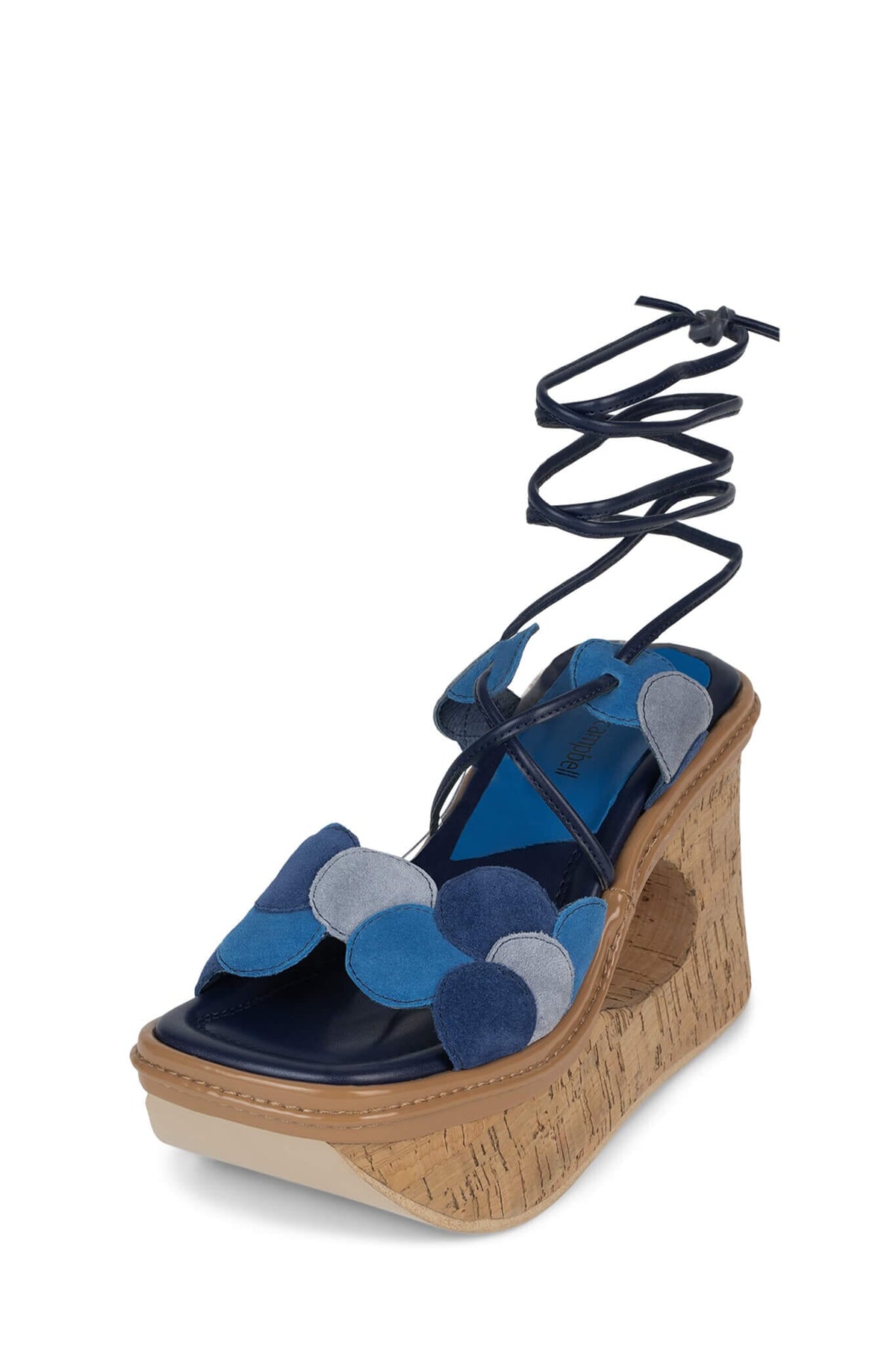 ANKHA Platform Sandal Cork Wedge Blue Suede Multi 