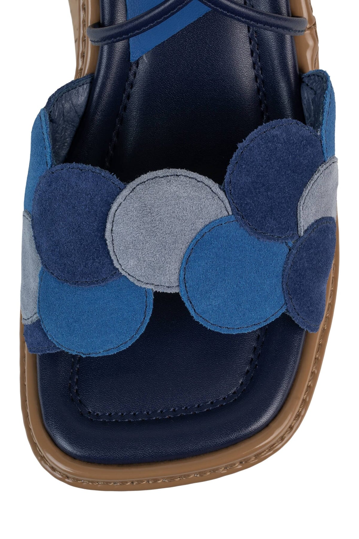 ANKHA Platform Sandal Cork Wedge Blue Suede Multi 