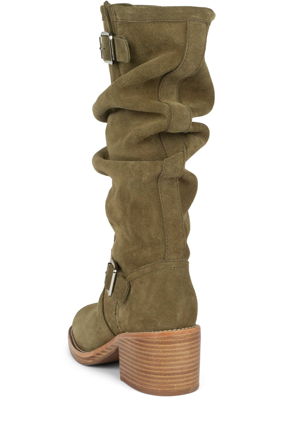 APPALACHIA Jeffrey Campbell Knee-High Boot Olive Suede Natural Stack 