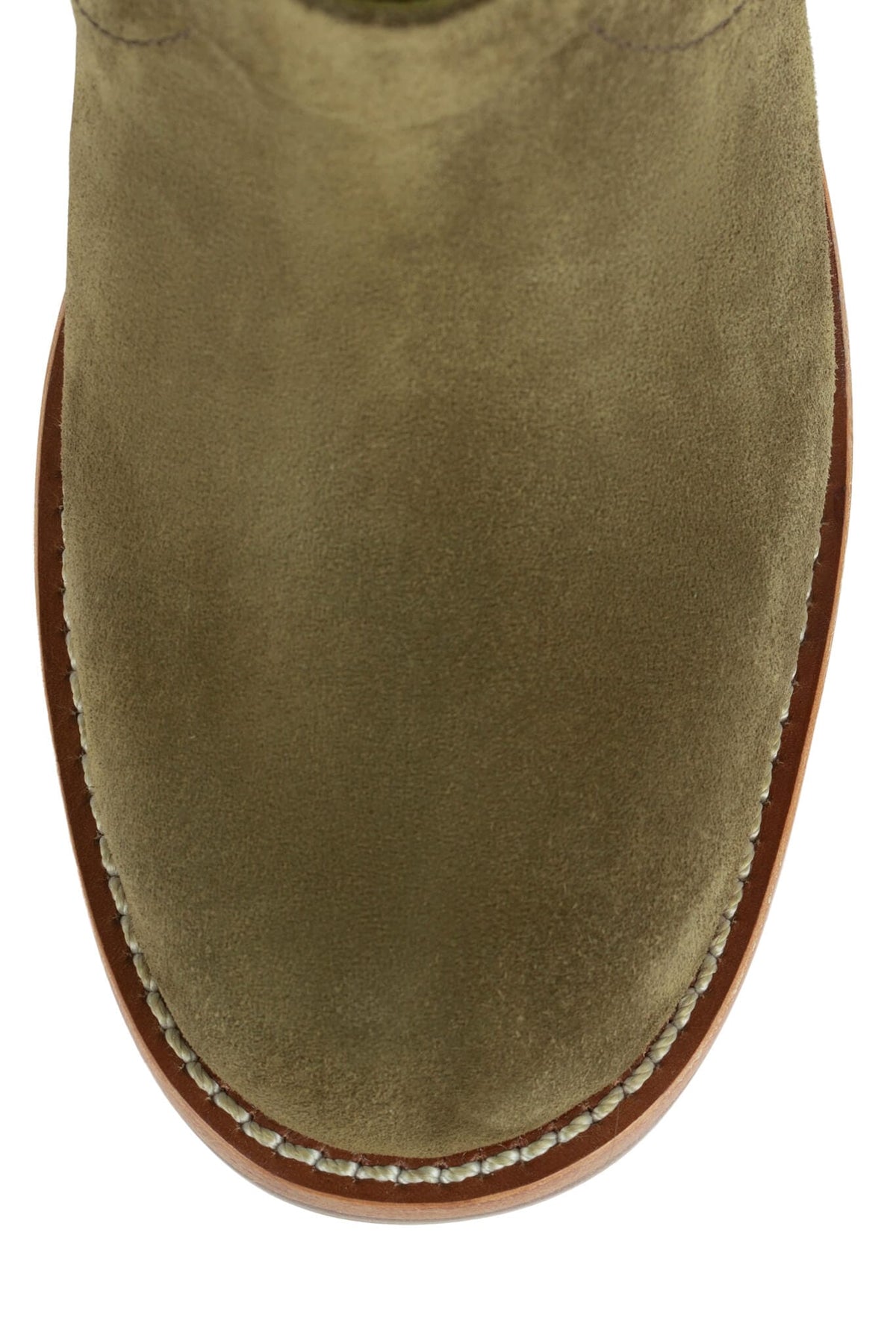APPALACHIA Jeffrey Campbell Knee-High Boot Olive Suede Natural Stack 