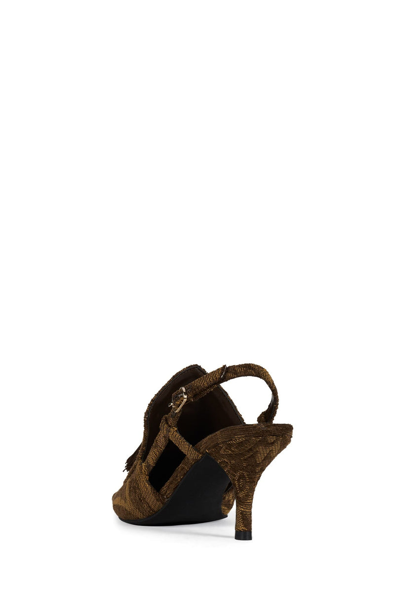 APPLIQUE Jeffrey Campbell Slingback Pump Brown Tapestry