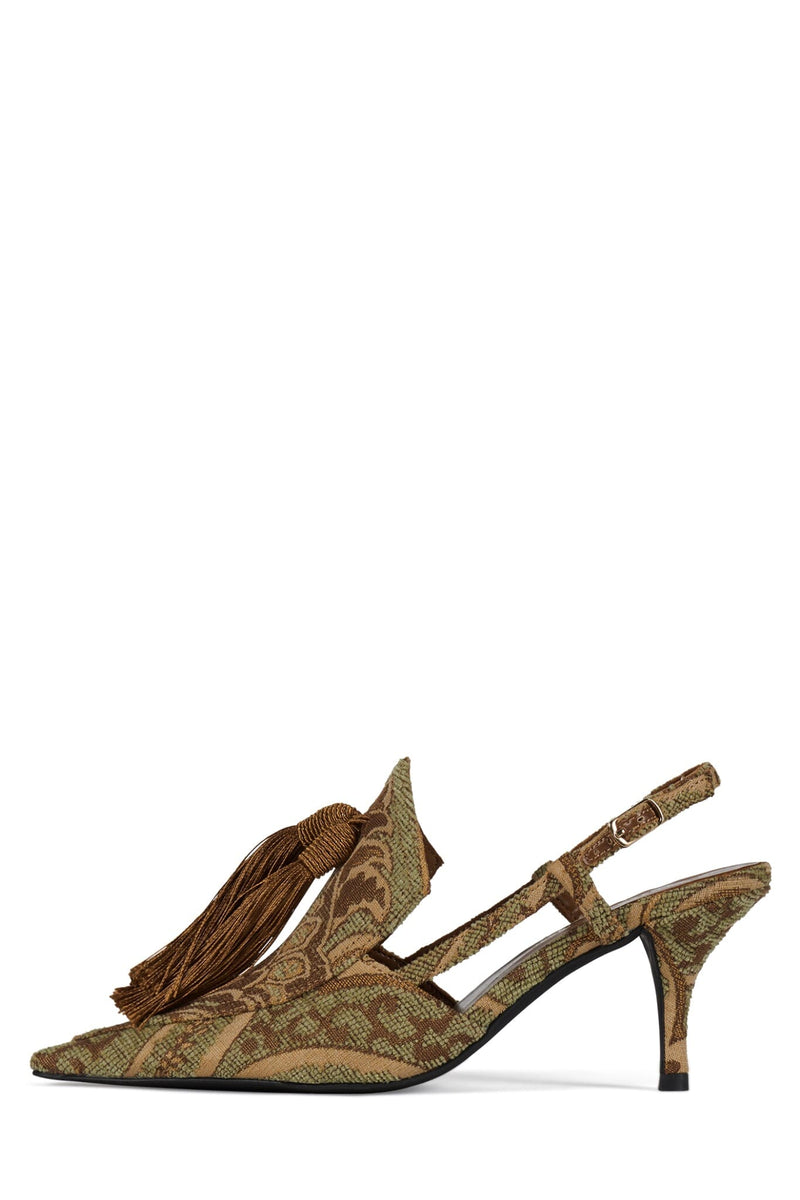 APPLIQUE Jeffrey Campbell Slingback Pump Tan Tapestry