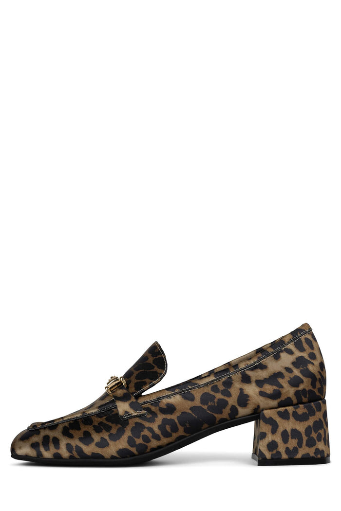 ARCHIVES Heeled Loafer ST Black Beige Cheetah Satin 6 
