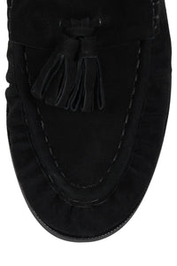 ARTICULATE Jeffrey Campbell Loafer with Tassel Detail Black Suede