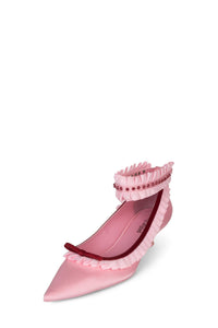 AUSSITOT Jeffrey Campbell Kitten Heel Dress Shoes Pink Silk Combo 