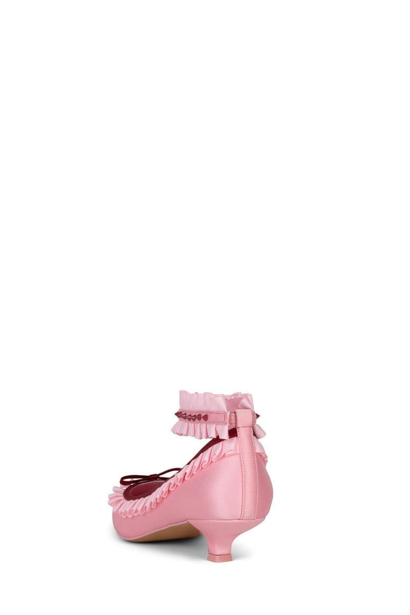 AUSSITOT Jeffrey Campbell Kitten Heel Dress Shoes Pink Silk Combo 