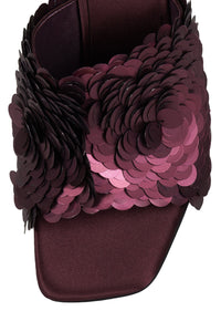BAILAR-SEQ Jeffrey Campbell Heeled Sandal Wine Satin Combo