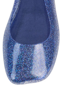 BALANCED Flat Jeffrey Campbell Jelly Flats Blue Glitter