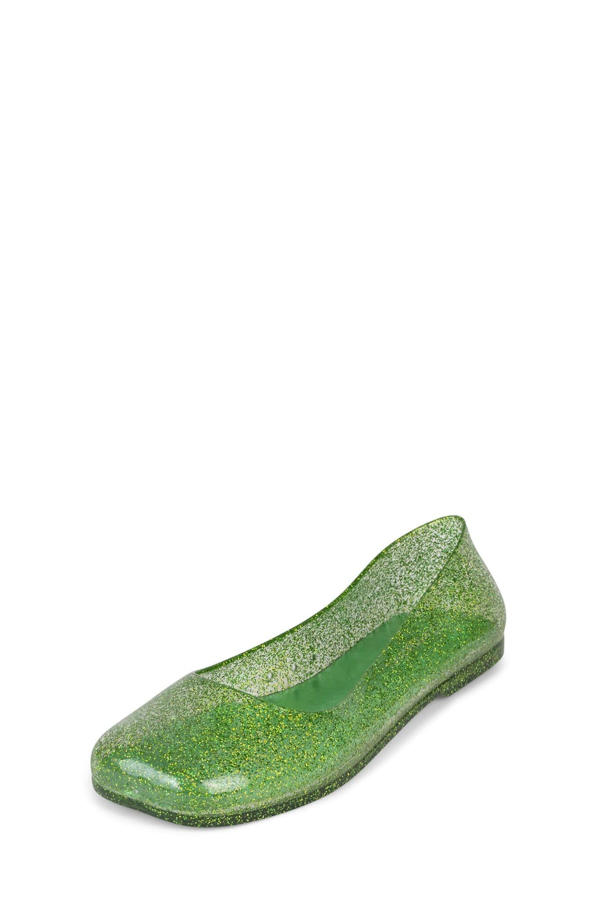 BALANCED Flat Jeffrey Campbell Jelly Flats Green Glitter