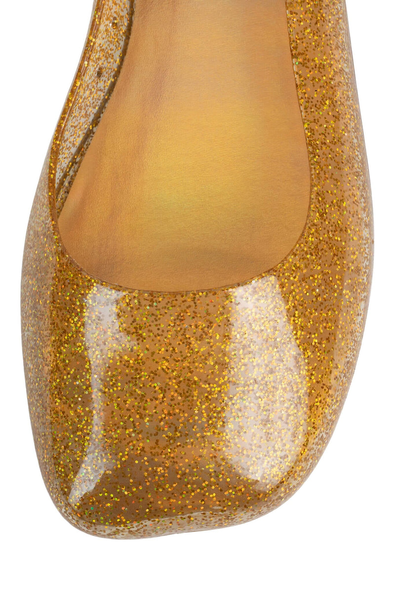 BALANCED Flat Jeffrey Campbell Jelly Flats Gold Glitter