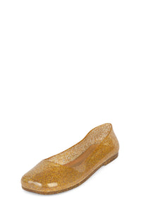 BALANCED Flat Jeffrey Campbell Jelly Flats Gold Glitter