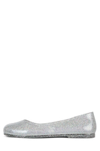 BALANCED Flat Jeffrey Campbell Jelly Flats Silver Glitter